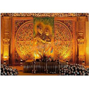 Radha Krishna <b>Frame</b> Backdrop for <b>Wedding</b> Stage Hindu Theme <b>Wedding</b> Stage Decoration Traditional Radha Krishna <b>Wedding</b> Stage USA - Product Image 1