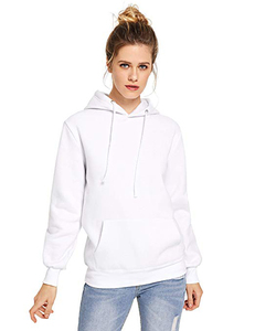 Venta al por mayor de invierno sólido de algodón pesado de las mujeres de gran tamaño de impresión personalizada frente pulóver con capucha OEM servicio Anti-pilling transpirable - Product Image 6