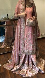 STYLISH FASHIONABLE INDIAN /PAKISTANI FLARED <b>TOP</b> LEHENGA DRESS Embellished DABKA, ZARI work for Wedding @ 2022 - Product Image 2