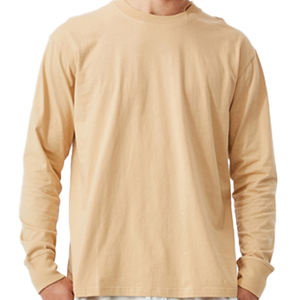 Camiseta de Hombre Nueva y Elegante Personalizada OEM 2026, Camiseta Lisa de Cuello Redondo Color Naranja Claro 100% Algodón para Hombre - Product Image 3