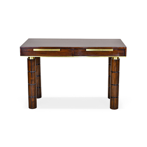 Kallias Writing <b>Desk</b> <b>Solid</b> <b>Wood</b> Walnut Brass Accent Modern Table Home Office Hotel Furniture - Product Image 2