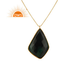 Unshaped Malachite Gemstone Pendant Necklace 18k Gold Plated 925 Silver Long <b>Chain</b> Necklace <b>Jewelry</b> Suppliers - Product Image 1