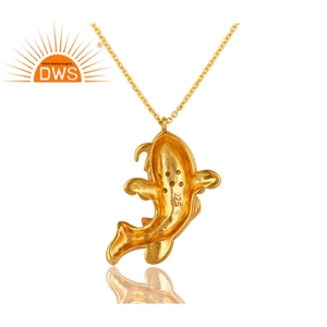 Pendentif Dolphin, collier avec chaîne en or 18 carats, plaqué or, en argent Sterling, vente en gros - Product Image 2