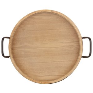 Bandeja de madera redonda con asas de Metal - Product Image 4