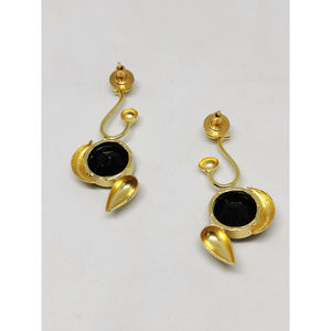 Pendientes de tuerca de piedra chapada en oro hechos a mano para niñas y mujeres, aretes de latón, novedad, venta al por mayor - Product Image 2
