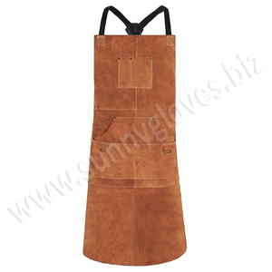 Custom Heat Resistant Yellow Cow Leather Welding <b>Apron</b> for Industrial <b>Work</b> - Product Image 4