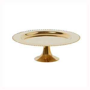 Support de serveur de gâteau de finition plaqué or à bordure en relief pour célébration de mariage de luxe - Product Image 1