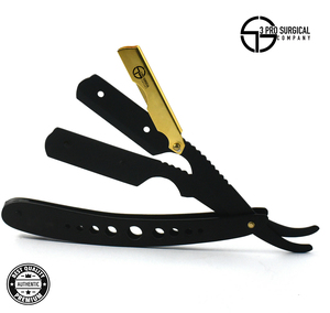Maquinilla de afeitar de barbero de hoja única clásica Clip de metal negro y dorado - Product Image 5