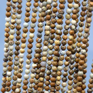 4mm Natural Picture Jasper Smooth Round Gemstone Beads Strand from Manufacturer at Wholesale Dealer Price AAA Quality Regular