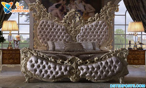 เตียงแกะสลักสีทองหรูหราและสตูลเตียงบาร็อคสไตล์ฝรั่งเศสแกรนด์พร้อมโต๊ะข้างเตียงขนาดคิงไซส์ไม้เหลือเชื่อ - Product Image 4