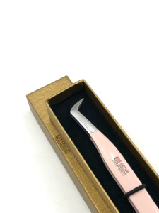 แหนบต่อขนตาสแตนเลสเคลือบผงพีชรัสเซียปรับแต่งโลโก้ได้ตามต้องการ - Product Image 4