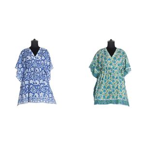 Caftan court sans manches à la mode Fabricant de vêtements pour femmes Kimono en coton indien de créateur Caftan imprimé long et court - Product Image 1