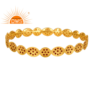 Beautiful DWS Garnet Gemstone Bangle 22 Karat Gold Plated Brass GIA Certified Trendy Fashion Jewelry - Product Image 1