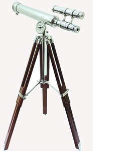 กล้องโทรทรรศน์พื้น40นิ้วทำจากทองเหลืองทะเลพร้อมขาตั้งไม้ขาตั้งกล้องโครเมี่ยมตกแต่งด้วยกล้องส่องทางไกลตาเดียวที่สง่างาม - Product Image 1