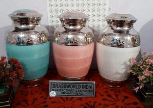 High Quality ALUMINIUM CREMATION URN ROSE ENGRAVED COLOURFUL FUNERAL SUPPLIES Brassworld India <b>Keepsakes</b> <b>ASHES</b> Memorial - Product Image 6