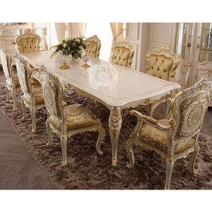 Meubles de salle à manger en bois de teck massif, sculpture en bois, Style Baroque, Antique, luxueux, 18 pièces - Product Image 1