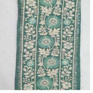 Personnalisé Bleu Brodé Floral Organza Rubans Dentelles Robe de Mariage Thème Ethnique avec Tailles et Couleurs Assorties - Product Image 1