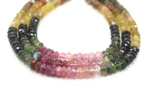 13" Long Natural Multi <b>Tourmaline</b> Gemstone Faceted Rondelle Beads High Quality for Beautiful <b>Bracelet</b> Necklace Earring - Product Image 4