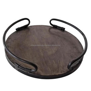 Plateau de service en bois et fer et plateau décoratif avec poignées en fer pour le fabricant de décoration de Table et l'exportation - Product Image 3