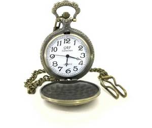 Montre de poche en laiton antique avec boîte en bois montre analogique dorée longue chaîne cadeaux uniques pour hommes montre de poche en laiton doré CHLW034 - Product Image 1