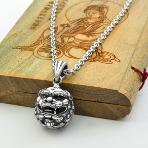 Collar con Colgante de León de la Suerte Chino en Plata de Ley 925, Joyería Clásica de Moda para Hombre, Amuleto de Regalo con Diseño Budista Tibetano - Product Image 3