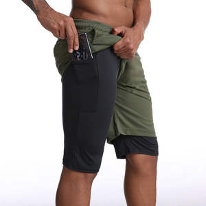 2 in 1 Double-Layer Gym <b>Shorts</b> for Men Quick Dry Summer Jogging Training Fitness <b>Shorts</b> with Solid Pattern Painted <b>Decoration</b> - Product Image 1