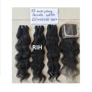 Fournisseurs de cheveux bruts non traités, mèches vierges avec fermeture, vente en gros, mèches de cheveux humains de qualité Temple avec fermeture ondulée - Product Image 1