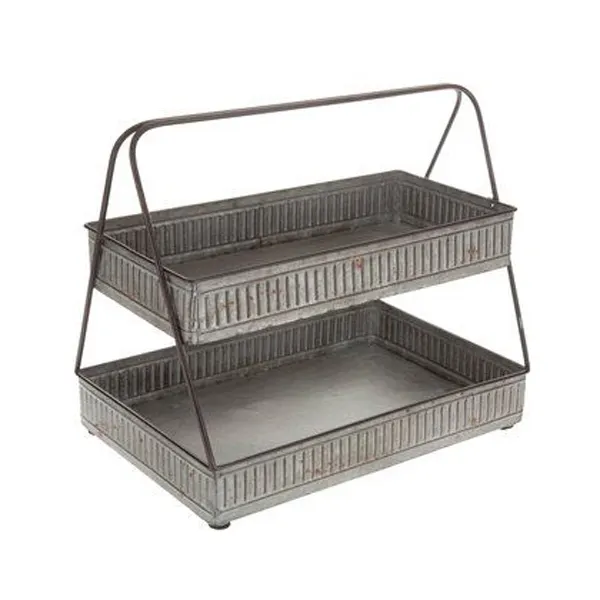 Home & Garden Used Rectangular Tray Galvanized Two Tier Cake Stands Premium quality Metal Cake Stand for home and restaurants