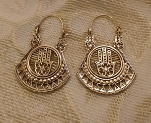 Nuevo pendiente de aro de oro texturizado estilo bohemio latón moda Hamsa pendiente para fiestas bodas compromisos regalos - Product Image 2