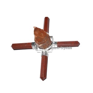 Best Value of Red Jasper <b>Raw</b> Chakra with <b>Crystal</b> Pyramid Energy Healing Generator for Home Decoration and Feng Shui - Product Image 1