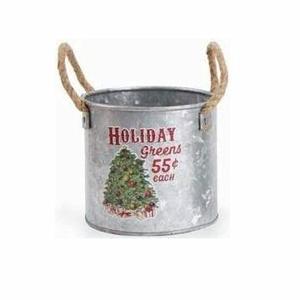 Color rojo diseño popular de calidad de lujo, regalo de Navidad tema cubo redondo cubo de Metal - Product Image 2