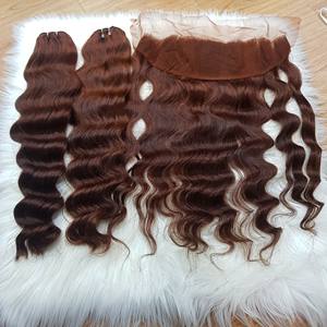 Extensiones de cabello vietnamita de alta calidad, doble onda de agua, Color naranja, alineada cutícula, máquina de cabello Remy, doble trama - Product Image 1