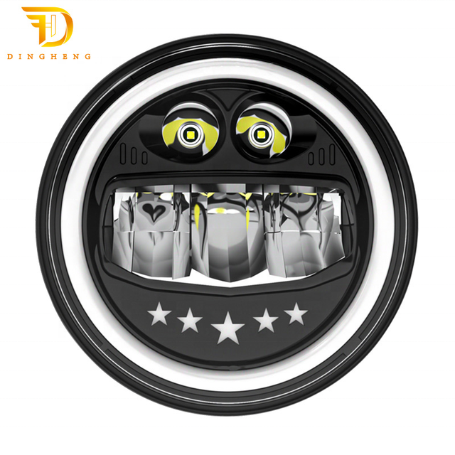 Hi/Low Beam DRL Amber Halo Ring Offroad Waterproof IP67 60W 7 Inch Round Angel Eye LED Headlight for JK TJ LJ