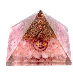 Pirámide de orgonita de cuarzo rosa, venta al por mayor, cristal de curación natural, pirámide de orgonita de energía de orgonita de cuarzo rosa a la venta - Product Image 1