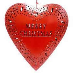 Heart-Shaped Hammered Design <b>Christmas</b> Hanging Ornaments Nickel-Plated Shiny Finish <b>Christmas</b> Decorations - Product Image 4