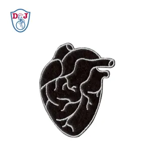Embroidery Felt Patch Sticker Black Heart Embroidered design