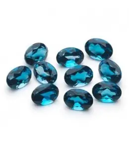 8mm 10mm naturel Londres bleu topaze ovale à facettes coupe lâche semi précieuse pierre précieuse en gros prix d'usine en ligne fournisseur en vrac - Product Image 1
