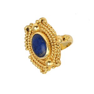 2025 haute qualité indien laiton classique Designer plaqué or femmes fête cadeau mode anneaux avec Lapis Lazuli pierre précieuse - Product Image 4