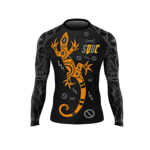 เสื้อรัดกล้าม MMA สีขาวดำลายกอริลลา แขนยาว ปรับแต่งได้ พิมพ์ลายแบบซับลิเมชั่น ผ้าสแปนเด็กซ์/โพลีเอสเตอร์ 220-260gsm สำหรับทุกเพศ - Product Image 5