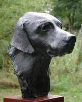 Statue de tête de chien en bronze, 30 cm, décoration de table