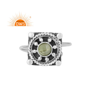 Bague en argent Sterling à Design Antique, vente en gros de bijoux artisanaux, en pierre précieuse, perpidon vert, 18,5mm - Product Image 1