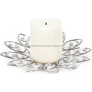 Portavelas grande de aluminio y metal con cuentas de cristal chapado en oro para decoración del hogar y la boda para Pascua y otras celebraciones - Product Image 6