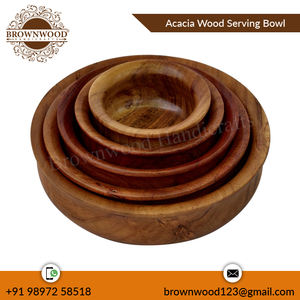 Serving <b>Bowl</b> Set of 5 Handmade Acacia Wood Bulk Quantity Manufacturer and Exporter of Wooden <b>Bowls</b> Set for Home and Catering Use - Product Image 6