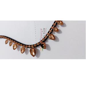 Cinta adhesiva con cristales colgantes para deportes al aire libre, banda de lujo para la frente de caballo ecuestre con espalda abierta en bucle, color oro rosa - Product Image 1