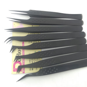 Pince à cils plasma noire en acier inoxydable avec logo personnalisé Pince à épiler d'extension pointue à prise pointue pour l'application de cils volumineux - Product Image 1