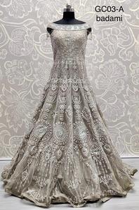 Vestido de Novia de Diseño con Bordado Pesado, Vestido de Novia Beige con Bordado de Red y Volantes, Lehenga Choli de Diseño para Mujer - Product Image 3