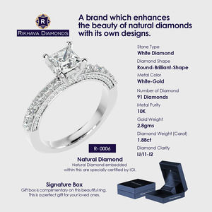 Meilleure mode 2021 JWELERY Bague solitaire en diamant d'origine Or blanc 10 carats Rikhava Diamonds Dernière conception Meilleur prix Qualité - Product Image 3