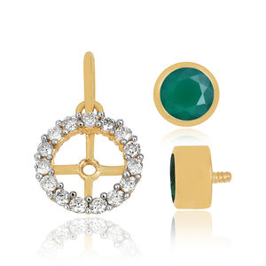 Luxury design gold plated 925 sterling silver green onyx white topaz multi gemstone detachable pendant necklace jewellery - Product Image 3