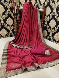 Saree en coton indien dernier styliste vêtements de fête mariage dames femmes portent Georgette soie broderie travail Sari avec chemisier ethnique - Product Image 2