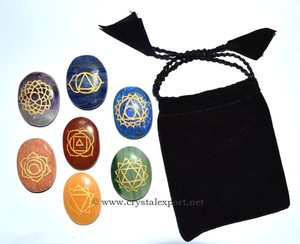 Wholesaler of <b>Chakra</b> Engrave Oval <b>Set</b> With Small Pouch : <b>Chakra</b> Engrave Oval <b>Set</b> With Small Pouch for Sale - Product Image 1